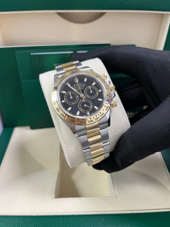 Rolex Cosmograph Daytona 116503 Two Tone Yellow Gold & Steel with Diamond Black Dial Super Clone - Image 7