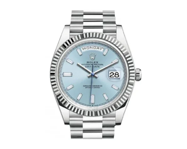 Rolex Day-Date m228236-0012 White gold Ice Blue Dial (Roman Numerals) President bracelet (40mm) Super Clone