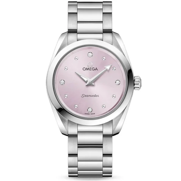 OMEGA Seamaster Aqua Terra 28mm Glossy Lilac Diamond Dial Ladies Watch