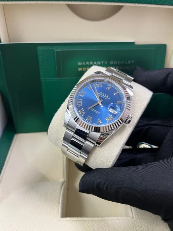 Rolex Datejust 41 Stainless Steel & White Gold Blue Roman Dial Oyster 126334 - Image 8