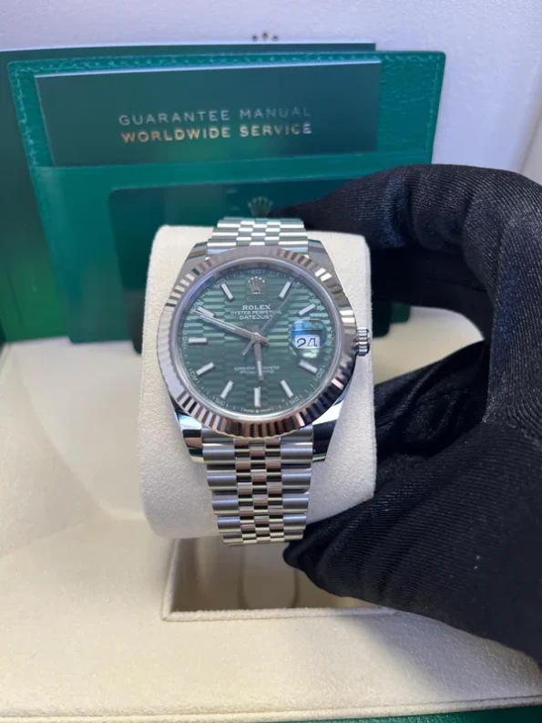 Rolex Datejust 36/41mm Mint Green Fluted Dial Stainless Steel Jubilee and Fluted Bezel 41mm Super clone - Image 8