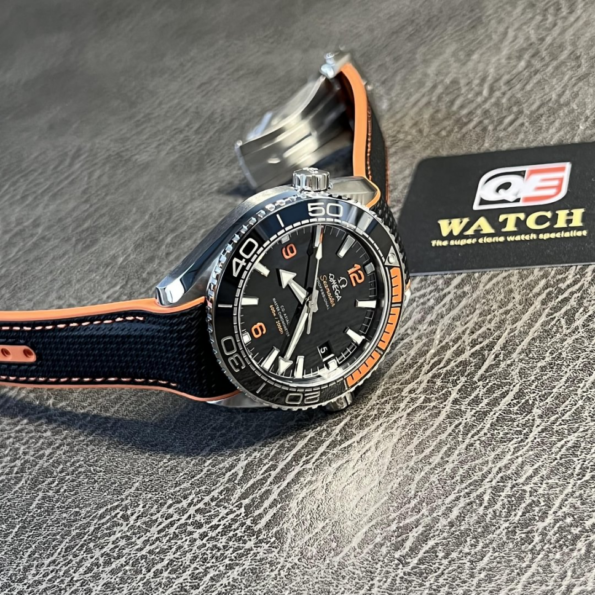 OMEGA Planet ocean 43.5mm black/orange bezel black dial on black rubber strap super clone - Image 5