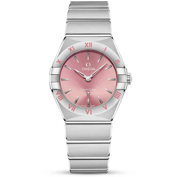 OMEGA Constellation 28mm Pink Sunray Dial Ladies Bracelet Watch