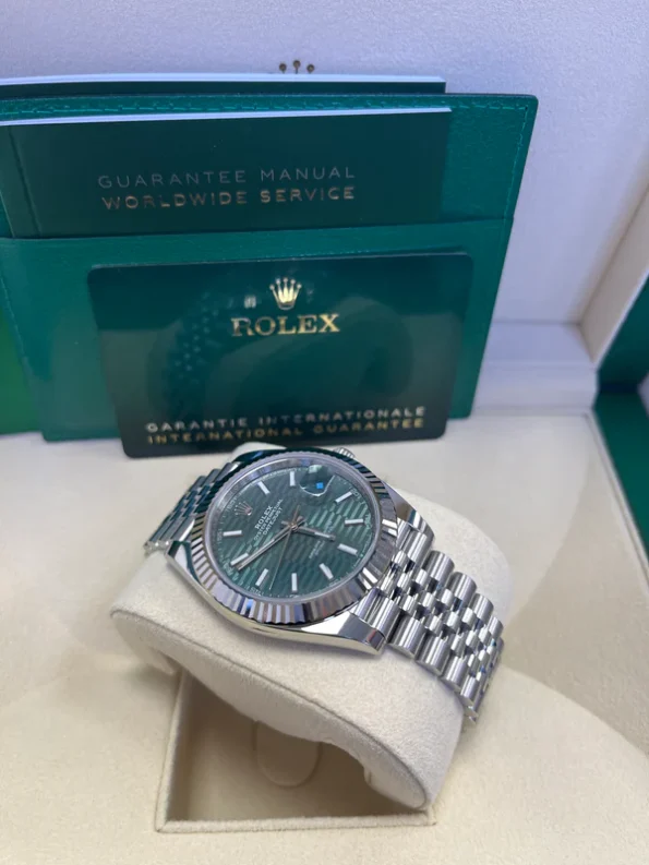 Rolex Datejust 36/41mm Mint Green Fluted Dial Stainless Steel Jubilee and Fluted Bezel 41mm Super clone - Image 10