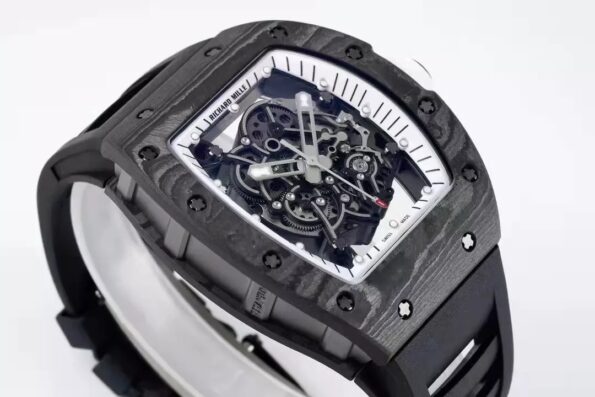 RM055 Skeleton White Dial Black Bezel Black Rubber Strap ZF RMUL2 - Image 4