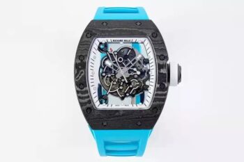 RM055 Skeleton White Dial Black Bezel Blue Rubber Strap ZF RMUL2