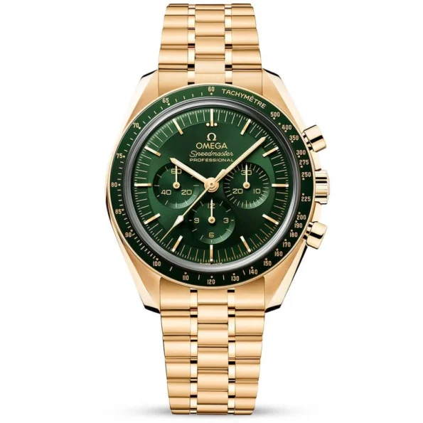 OMEGA Speedmaster Moonwatch 18ct Moonshine Gold Green Dial Bracelet Watch