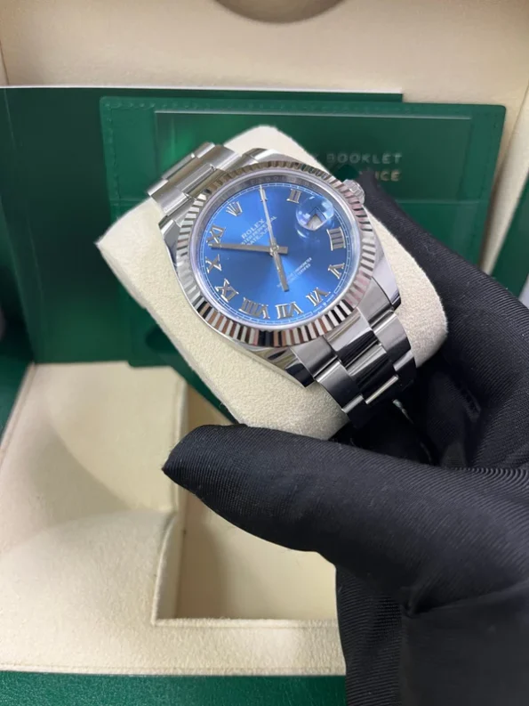 Rolex Datejust 41 Stainless Steel & White Gold Blue Roman Dial Oyster 126334 - Image 7