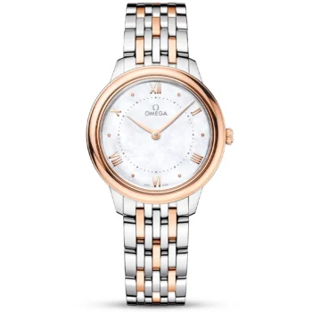 OMEGA De Ville Prestige 30mm Two-Tone White Mother of Pearl Dial Bracelet Watch