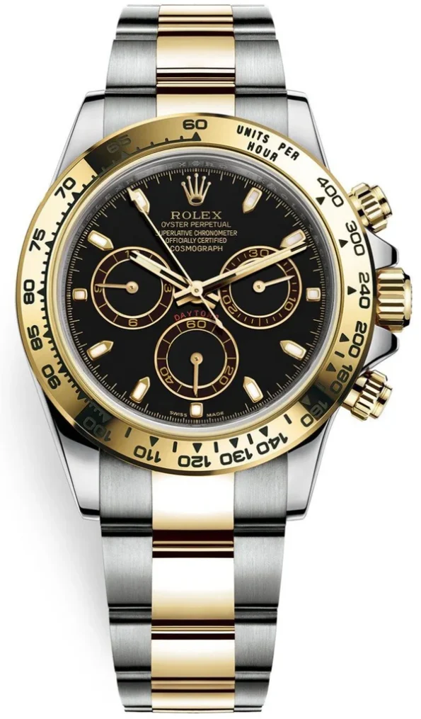 Rolex Cosmograph Daytona 116503 Two Tone Yellow Gold & Steel with Diamond Black Dial Super Clone