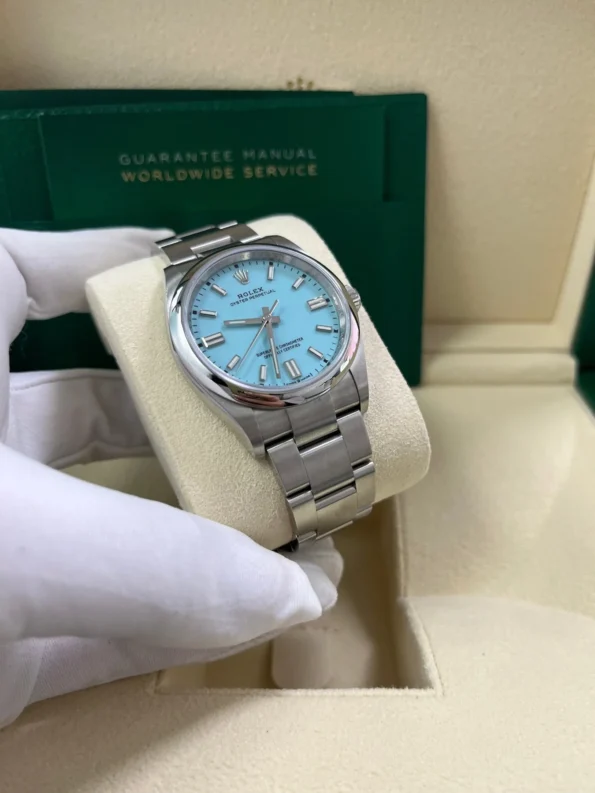 Rolex Oyster Perpetual 36/41mm M124330 Stainless Steel with 'Tiffany' with Blue Turquoise Dial Oystersteel Super clone - Image 8