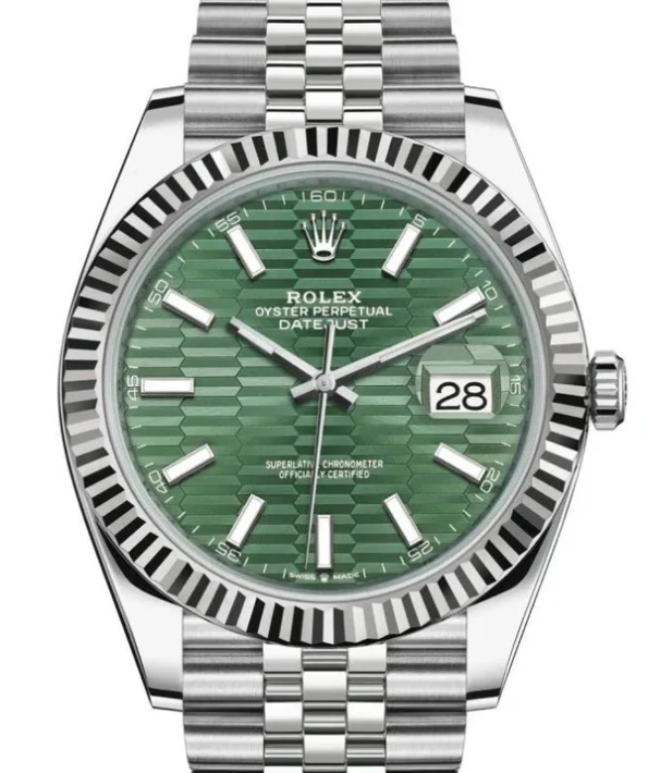 Rolex Datejust 36/41mm Mint Green Fluted Dial Stainless Steel Jubilee and Fluted Bezel 41mm Super clone