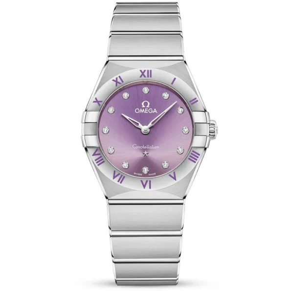 OMEGA Constellation 28mm Purple Diamond Dial Ladies Bracelet Watch