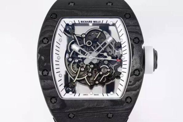 RM055 Skeleton White Dial Black Bezel Black Rubber Strap ZF RMUL2 - Image 2