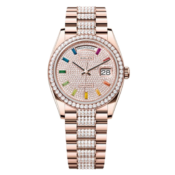 Rolex DAY-DATE Oyster, 36 mm, Everose gold and diamonds M128345RBR-0043