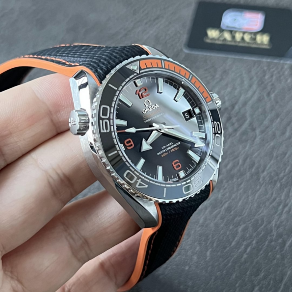 OMEGA Planet ocean 43.5mm black/orange bezel black dial on black rubber strap super clone - Image 7