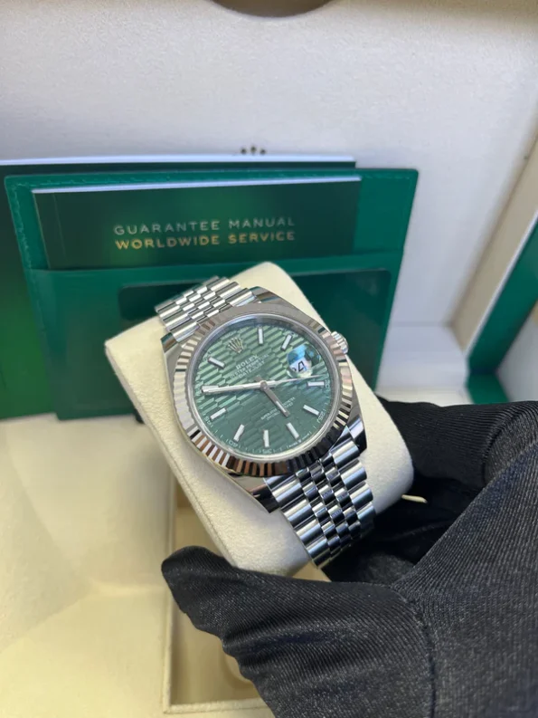 Rolex Datejust 36/41mm Mint Green Fluted Dial Stainless Steel Jubilee and Fluted Bezel 41mm Super clone - Image 6