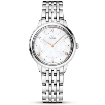 OMEGA De Ville Prestige 30mm White Mother of Pearl Dial Bracelet Watch