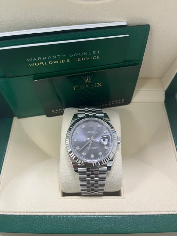 Rolex Datejust 41mm/36mm Stainless Steel on Jubilee with Diamond Rhodium Dial and Fluted Bezel Super clone - Image 2