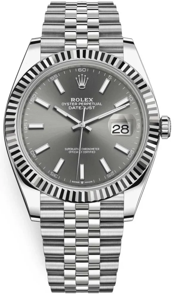 ROLEX Datejust 36/41mm Stainless Steel on Jubilee with Rhodium Dial and Fluted Bezel Super clone