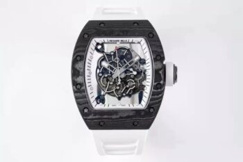 RM055 Skeleton White Dial Black Bezel White Rubber Strap ZF RMUL2