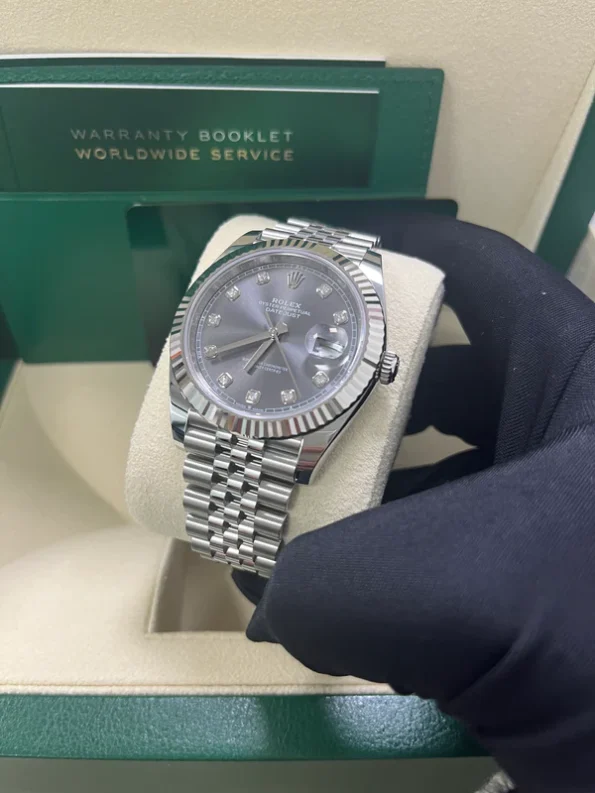 Rolex Datejust 41mm/36mm Stainless Steel on Jubilee with Diamond Rhodium Dial and Fluted Bezel Super clone - Image 9