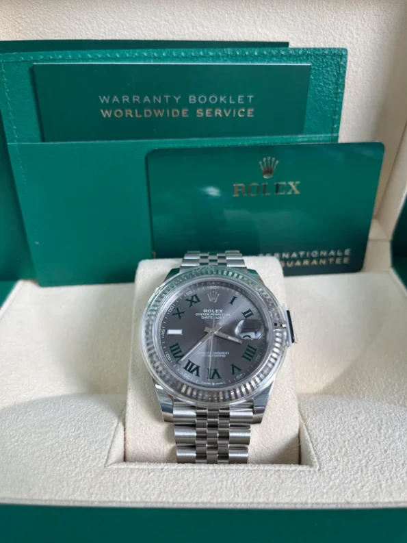 Rolex Datejust 36/41mm Stainless Steel 'Wimbledon' on Jubilee with Fluted Bezel Super clone - Image 2