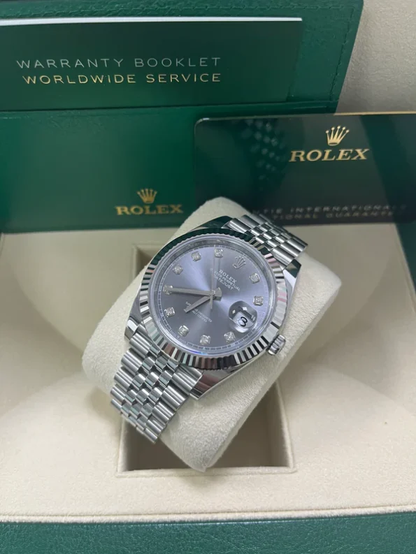 Rolex Datejust 41mm/36mm Stainless Steel on Jubilee with Diamond Rhodium Dial and Fluted Bezel Super clone - Image 6