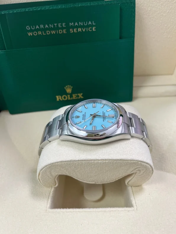 Rolex Oyster Perpetual 36/41mm M124330 Stainless Steel with 'Tiffany' with Blue Turquoise Dial Oystersteel Super clone - Image 3