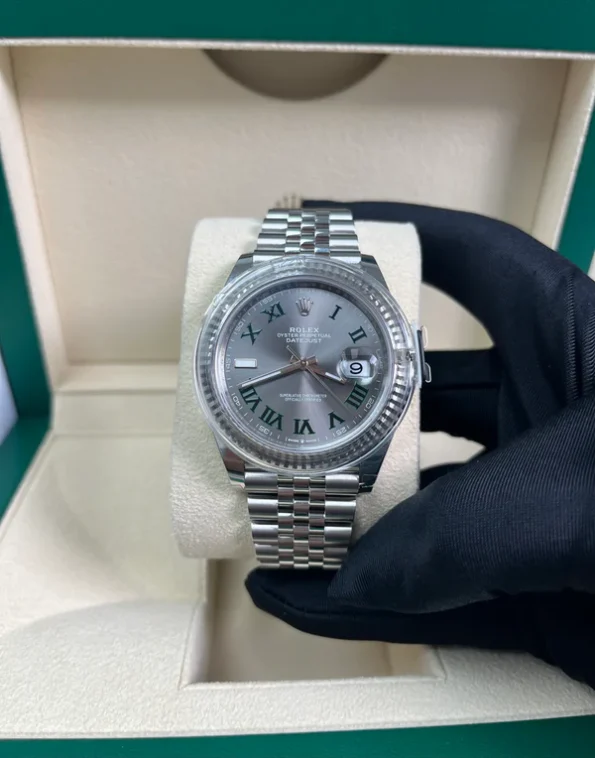 Rolex Datejust 36/41mm Stainless Steel 'Wimbledon' on Jubilee with Fluted Bezel Super clone - Image 7