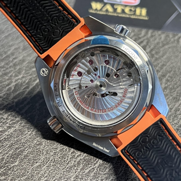 OMEGA Planet ocean 43.5mm black/orange bezel black dial on black rubber strap super clone - Image 4