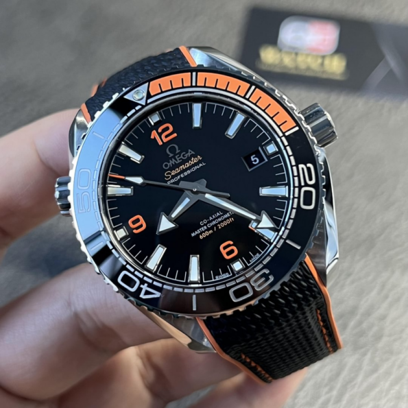 OMEGA Planet ocean 43.5mm black/orange bezel black dial on black rubber strap super clone - Image 9