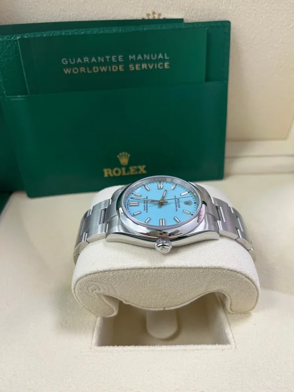 Rolex Oyster Perpetual 36/41mm M124330 Stainless Steel with 'Tiffany' with Blue Turquoise Dial Oystersteel Super clone - Image 4