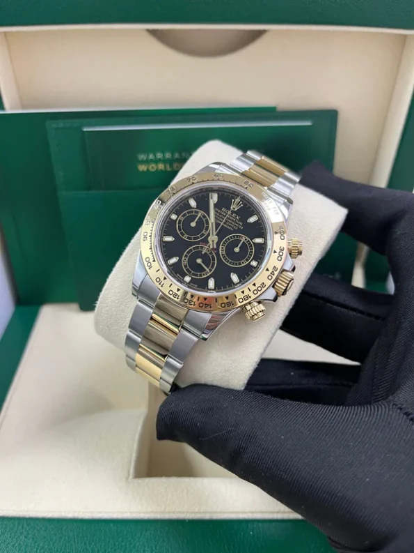 Rolex Cosmograph Daytona 116503 Two Tone Yellow Gold & Steel with Diamond Black Dial Super Clone - Image 8