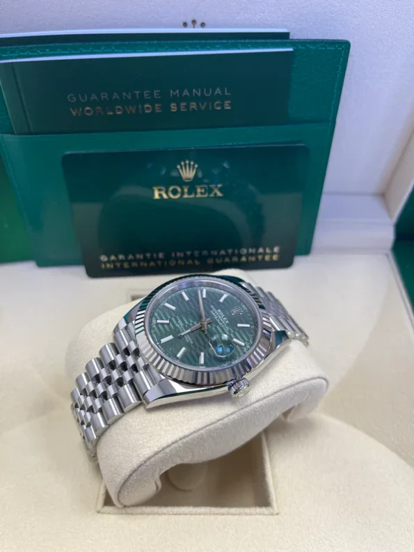 Rolex Datejust 36/41mm Mint Green Fluted Dial Stainless Steel Jubilee and Fluted Bezel 41mm Super clone - Image 5