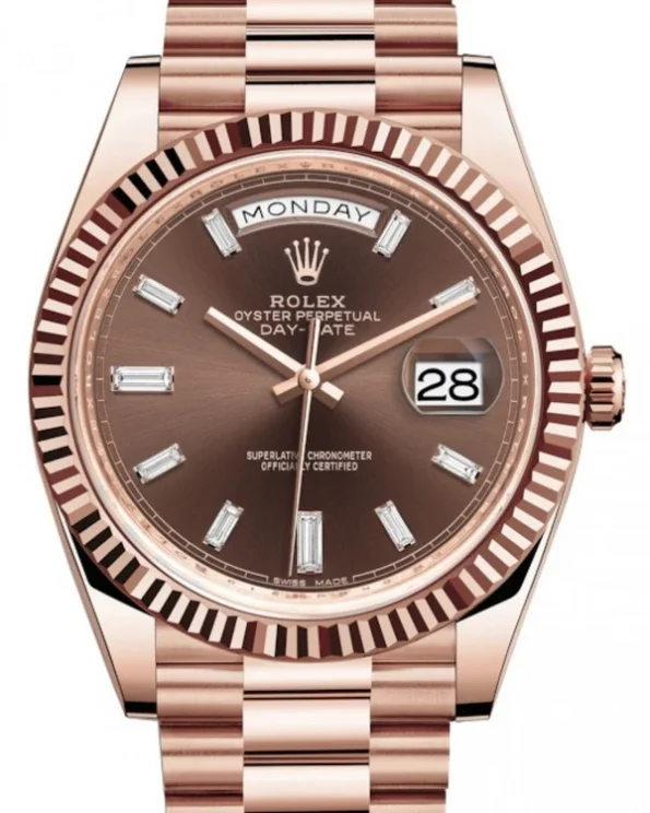 Rolex Day-Date m228235-0003 Rose gold with Chocolate diamond-set Dial President bracelet (40mm) Super Clone