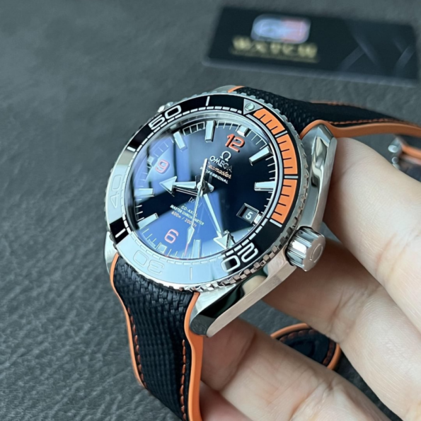 OMEGA Planet ocean 43.5mm black/orange bezel black dial on black rubber strap super clone - Image 8