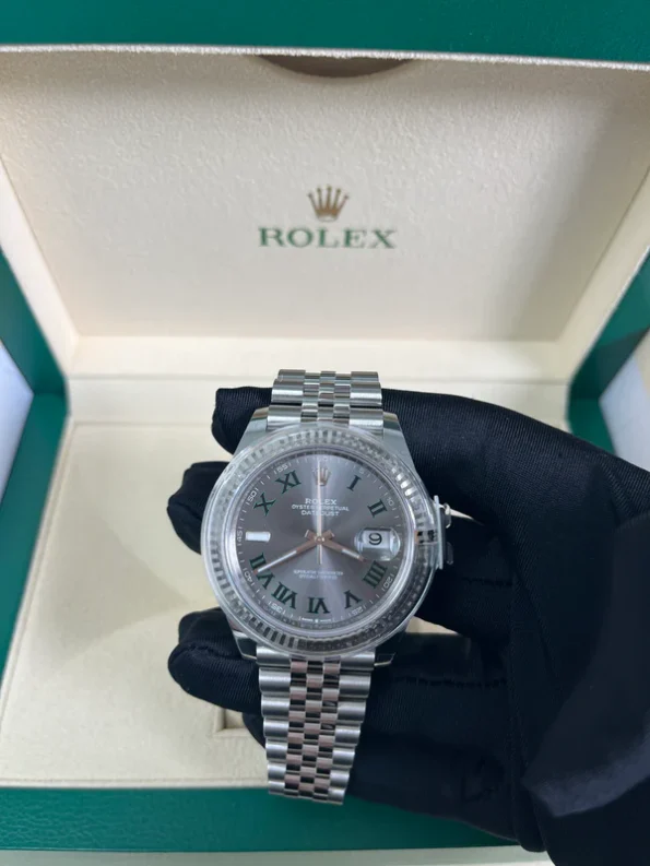 Rolex Datejust 36/41mm Stainless Steel 'Wimbledon' on Jubilee with Fluted Bezel Super clone - Image 8